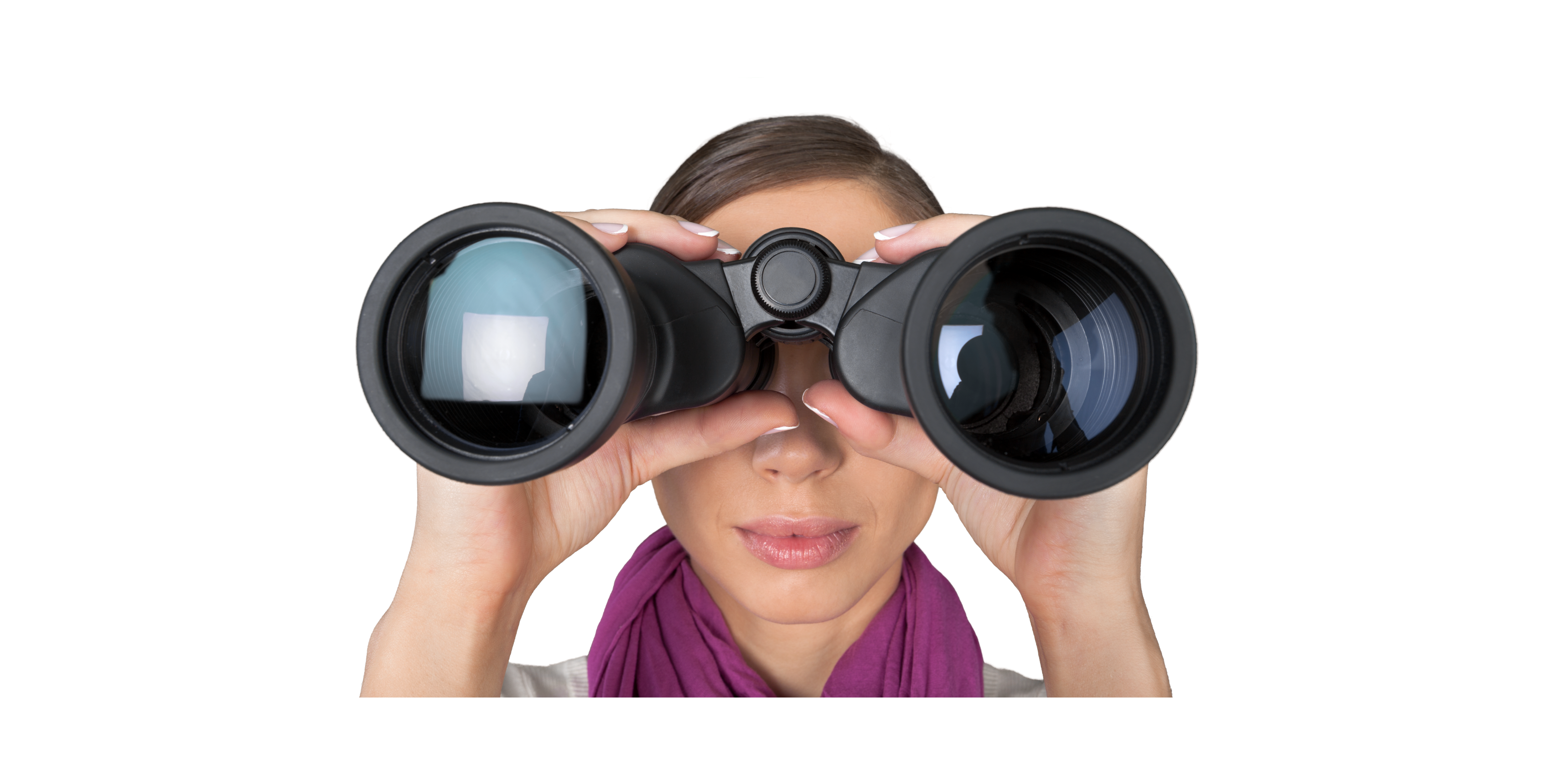 Person looking through oversized binoculars